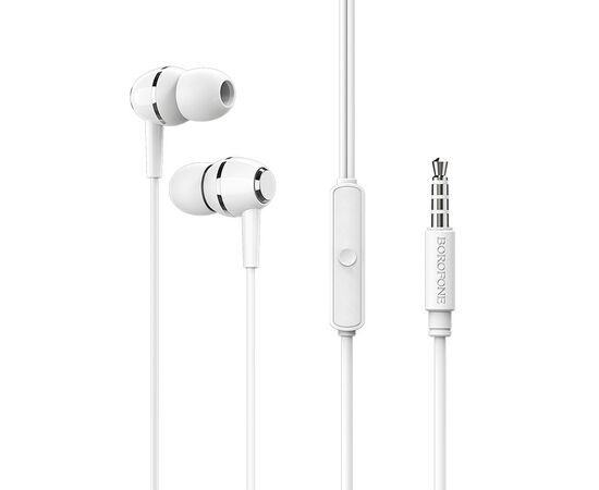  Наушники вакуумные для AUX разъема с микрофоном  длина 1.2м Borofone BM36 (White) 