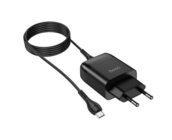  Сетевое зарядное устройство 1USB 3.0A QC3.0 быстрая зарядка с кабелем micro USB Hoco C72Q 1м (Black) 