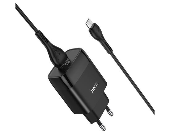  Сетевое зарядное устройство 1USB 3.0A QC3.0 быстрая зарядка с кабелем micro USB Hoco C72Q 1м (Black) 