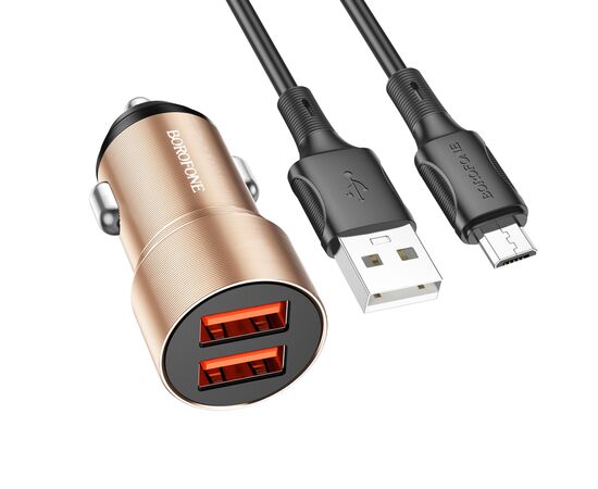  АЗУ 2USB 3.0A QC3.0 36W быстрая зарядка для micro USB Borofone BZ19B (Gold) 