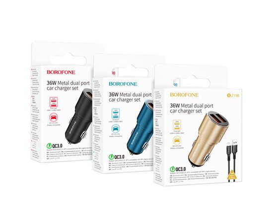  АЗУ 2USB 3.0A QC3.0 36W быстрая зарядка для micro USB Borofone BZ19B (Gold) 