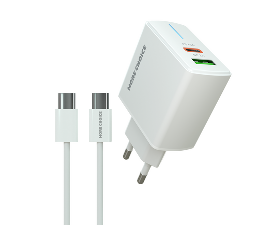  СЗУ 1USB+1USB-C 3.0A PD 20W+QC3.0 быстрая зарядка для Type-C Type-C More choice NC61a (White) 