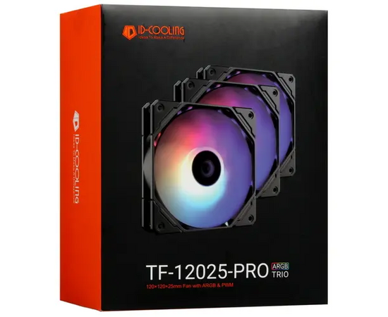  Вентилятор ID-COOLING TF-12025-Pro-ARGB Trio (3 in 1) 120x120x25мм (PWM, резиновые углы, ARGB, 500-1800об/мин) Box 