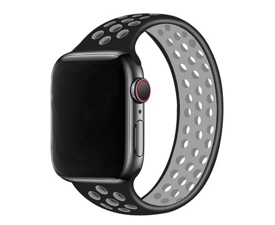  Ремешок-браслет силиконовый перфорированный Great Case Solo Loop для Apple Watch 42/44/45/49 мм, L(155мм), черный+серый (7) 