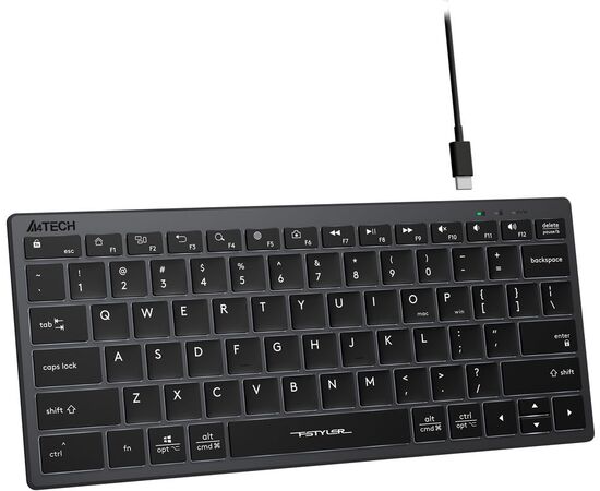  Клавиатура A4Tech Fstyler FX61 серый USB slim LED (FX61 Grey) 