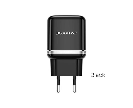  Блок питания сетевой Borofone 1 USB, BA36A, Hight Speed, пластик, QC3.0, цвет: чёрный (1/65/260) 