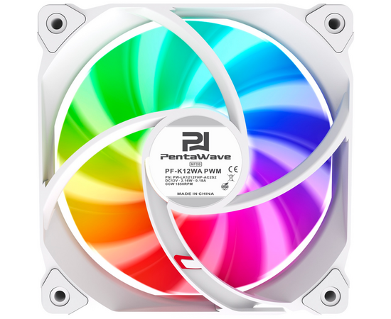  Вентилятор PentaWave PF-K12WA PWM / ARGB / 120mm 4 pin Magnetic FDB 500-1850rpm 83CFM 29.7dBA/ White 