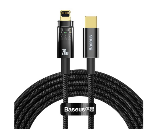  Дата-кабель Baseus Explorer (CATS000101) Auto Power-Off Fast Charging Type-C to IP 20W 2m Black 
