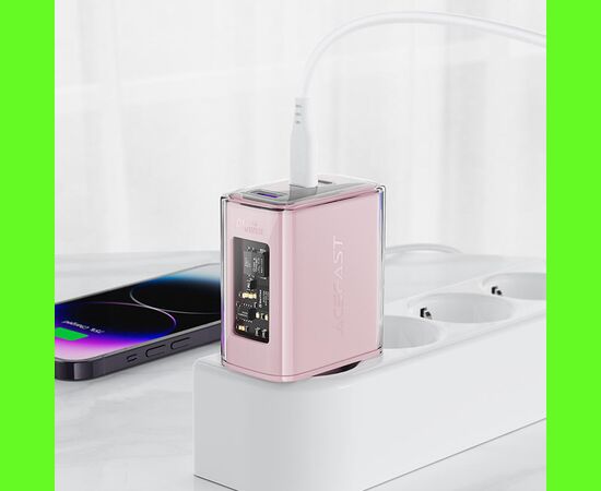  СЗУ ACEFAST A45 Exploration series PD65W GaN (2*USB-C+USB-A) charger (EU) (Cherry blossom) 
