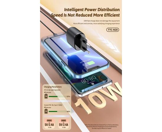  СЗУ TOPOMAX TTC-N20 Fast Charger, 2USB, 10W, 2,4А (белый) 