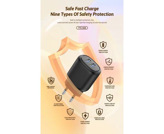  СЗУ TOPOMAX TTC-N20 Fast Charger, 2USB, 10W, 2,4А (белый) 