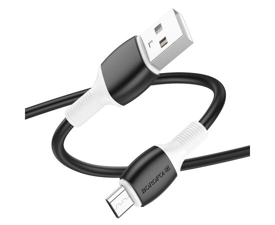  Кабель USB - микро USB Borofone BX84 Rise, 1.0м, 2.4A, цвет: чёрный (1/360) 