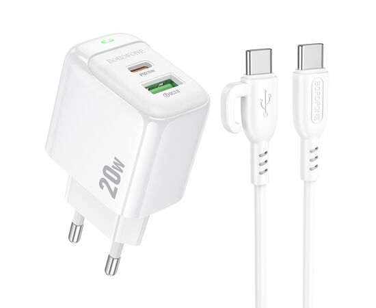 СЗУ 2USB 3.0A PD 20W+QC 3.0 быстрая зарядка для Type-C Type-C Borofone BAS44A (White) 