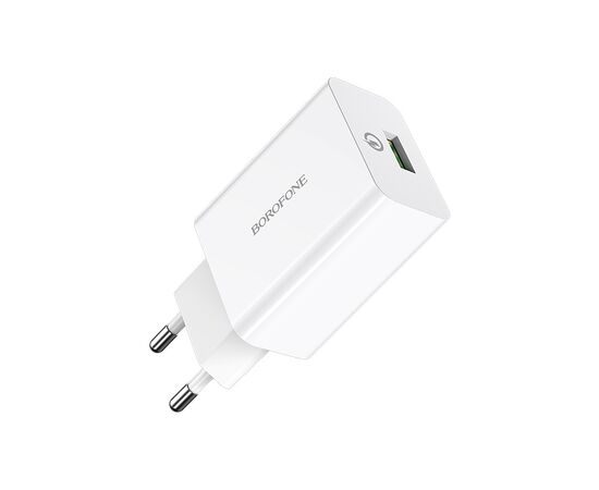  Блок питания сетевой 1 USB Borofone, BA21A, Longjourney, 2.4A, пластик, быстрая зарядка 3.0, кабель микро USB, цвет: белый (1/48/192) 