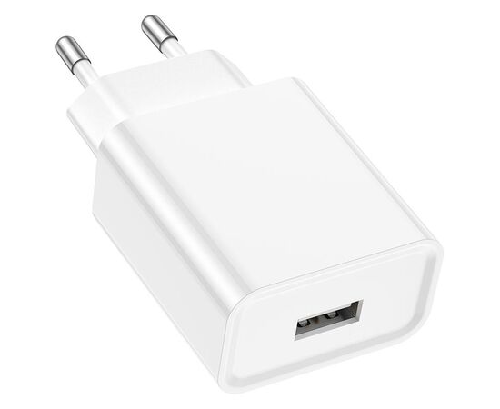  Блок питания сетевой 1 USB Borofone BA74A Aspirer, пластик, 2.1A, цвет: белый (1/78/312) 