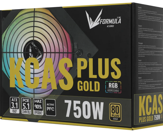  Блок питания Formula AC KCAS Plus Gold ATX 750W RGB (KCAS Plus 750G) 80+ gold (20+4pin) APFC 120mm fan color LED 8xSATA RTL 