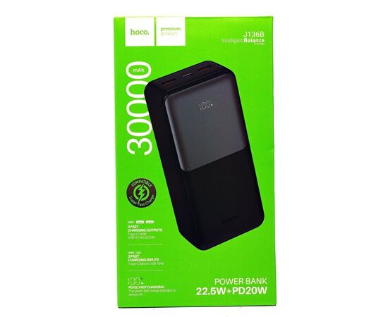  Внешний аккумулятор Hoco J136B 22.5W+PD20W 30000mAh Micro/Type-C/2USB/Type-C (black)(235801) 