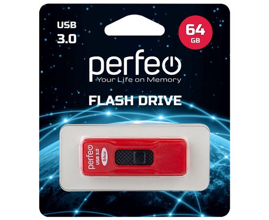  Flash Drive Perfeo S05 64GB USB 3.0 Red (PF-S05R064) 