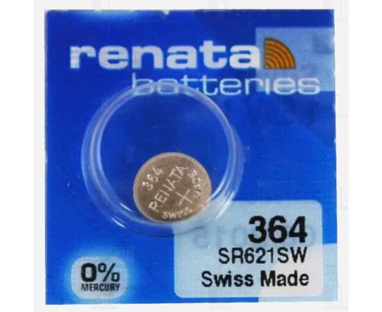  Батарейка Renata 364 (SR621SW) Silver Oxide 1.55V (10/100) 