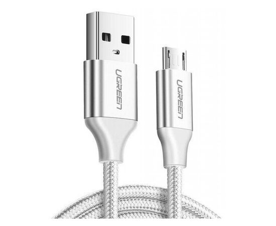  Кабель UGREEN US290 60151 USB 2.0 A to Micro USB Cable Nickel Plating Alu Braid 1m Silver 