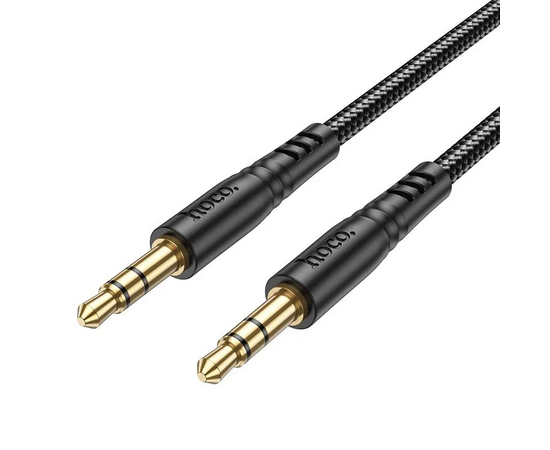  Кабель AUX, Jack 3,5mm(m) - Jack 3,5mm(m) HOCO UPA24 Smooth, 1.0м, круглый, нейлон, цвет: чёрный (1/420) 