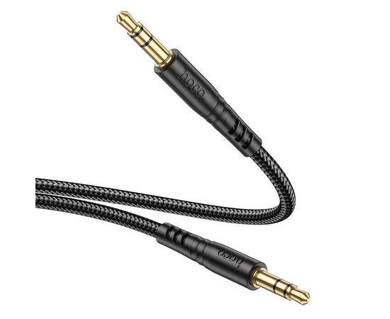  Кабель AUX, Jack 3,5mm(m) - Jack 3,5mm(m) HOCO UPA24 Smooth, 1.0м, круглый, нейлон, цвет: чёрный (1/420) 