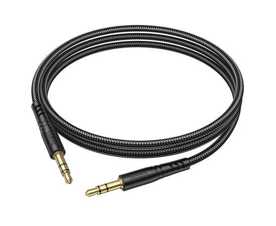  Кабель AUX, Jack 3,5mm(m) - Jack 3,5mm(m) HOCO UPA24 Smooth, 1.0м, круглый, нейлон, цвет: чёрный (1/420) 