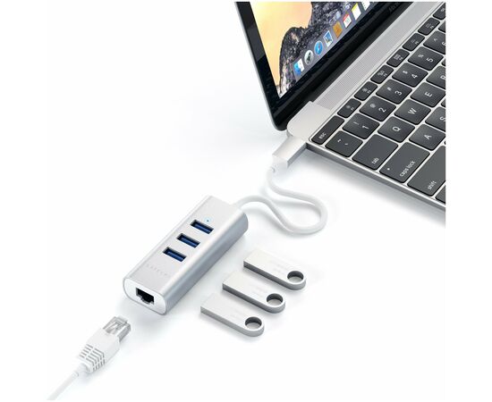  USB-концентратор Satechi Type-C 2-in-1 3.0 Aluminum 3 Port Hub and Ethernet Port Silver 