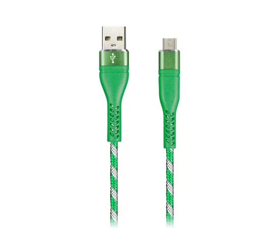  Кабель Smartbuy MicroUSB ПВХ сетка зеленый, 2 A, 1 м BOX(iK-12CAC-NBgreen) (1/60) 