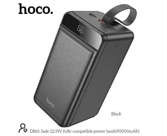  Аккумулятор внешний резервный HOCO DB61 Jade 22.5W fully compatible power bank(90000mAh) (черный) 