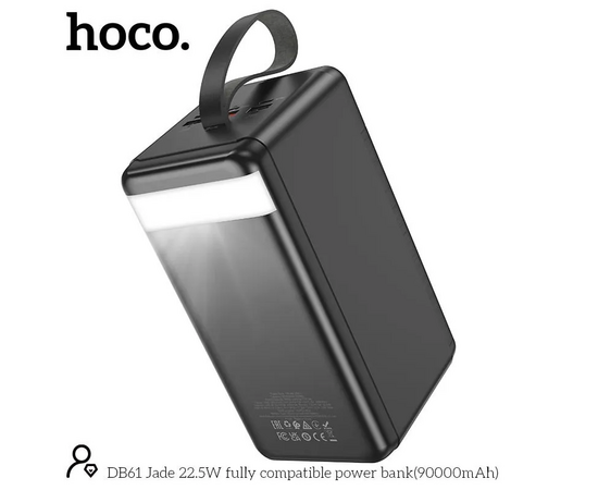  Аккумулятор внешний резервный HOCO DB61 Jade 22.5W fully compatible power bank(90000mAh) (черный) 