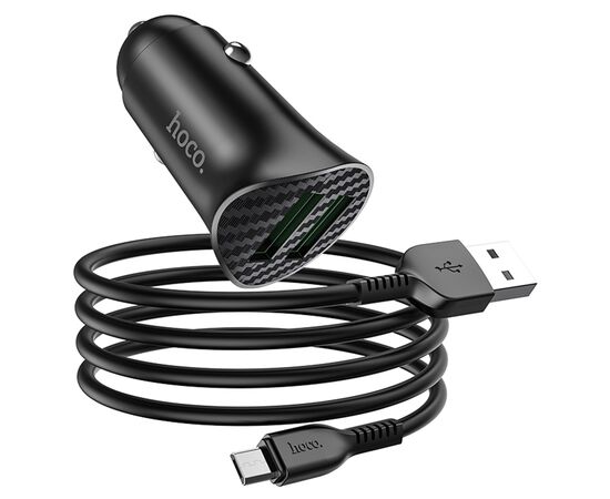  Автомобильное зарядное устройство HOCO Z39 Farsighted, 2xUSB с Кабелем USB - Micro, 18W, черный 