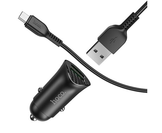  Автомобильное зарядное устройство HOCO Z39 Farsighted, 2xUSB с Кабелем USB - Micro, 18W, черный 