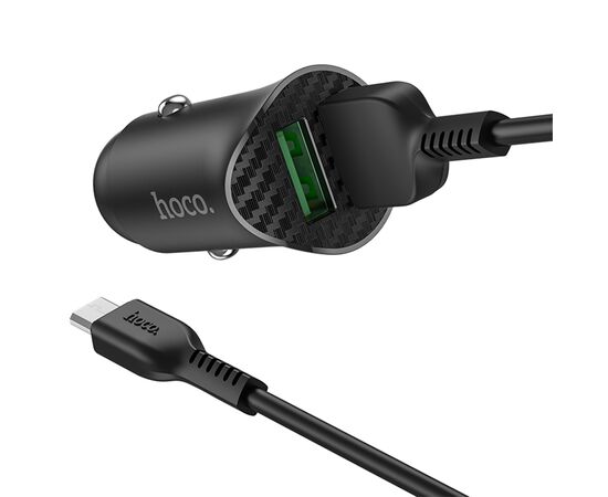  Автомобильное зарядное устройство HOCO Z39 Farsighted, 2xUSB с Кабелем USB - Micro, 18W, черный 