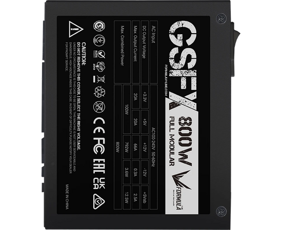  Блок питания Formula GSFX-800W, SFX 800W 80+ gold (20+4pin) APFC 80mm fan 6xSATA Cab Manag RTL 