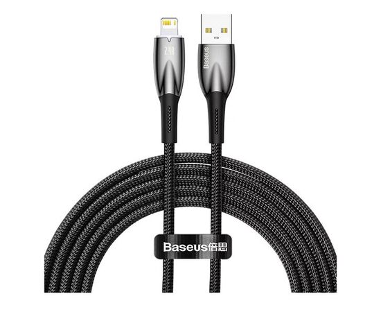  Кабель USB - Lightning Baseus Glimmer Series Fast Charging Data Cable  2.4A, 2m, нейлон, CADH000301 (Black) 