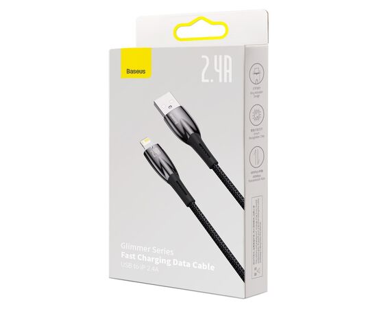  Кабель USB - Lightning Baseus Glimmer Series Fast Charging Data Cable  2.4A, 2m, нейлон, CADH000301 (Black) 