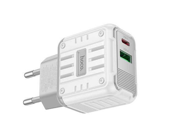  Блок питания сетевой 1 USB, 1 Type-C HOCO C135A, Rock, 20Вт, PD, QC, FCP, AFC, цвет: белый 