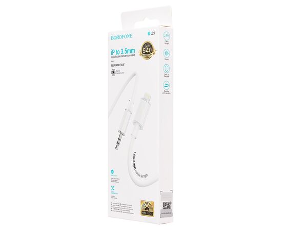  Кабель Lightning - 3.5mm Borofone BL21 Lemon 100см   (white) (236079) 