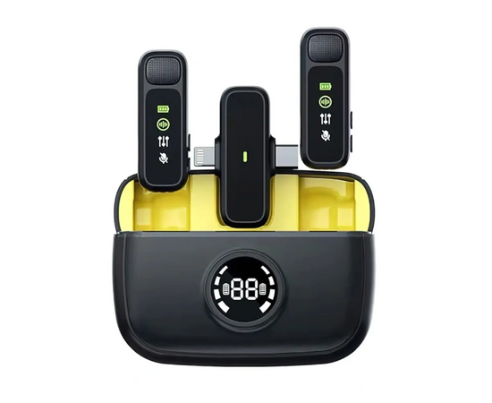  Беспроводной микрофон WiWU Wi-WM003 Lightning + Type-C, петличный, шумоподавление (Black) 