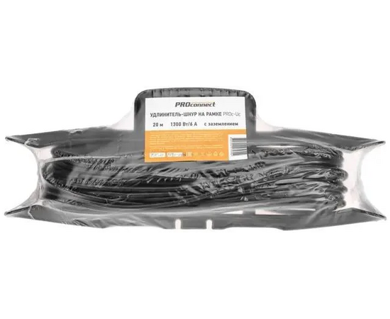  Удлинитель силовой PROconnect PROc-Uc 13-4914 2x0.75кв.мм 1розет. 20м ПВС 6A пласт.рамка черный 