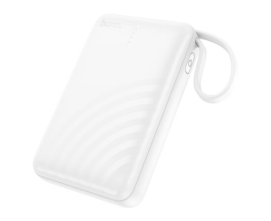  Аккумулятор внешний резервный HOCO J134A Strong с встроеными кабелем Lightning 10000mAh (белый) 