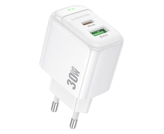  Сетевой адаптер BOROFONE BAS45A Potential PD30W+QC3.0 charger(EU) White 