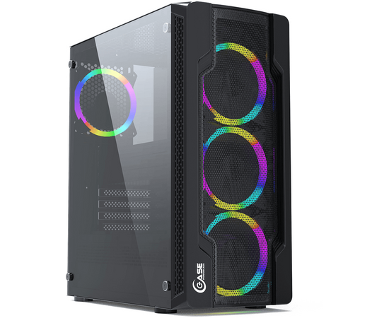  Корпус Powercase Mistral X4 Mesh LED (CMIXB-L4) Tempered Glass, 4x 120mm 5-color fan, чёрный, ATX 