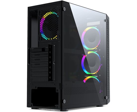  Корпус Powercase Mistral X4 Mesh LED (CMIXB-L4) Tempered Glass, 4x 120mm 5-color fan, чёрный, ATX 