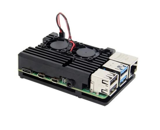  Корпус ACD RA503 Aluminum Case with Double Fans for Raspberry Pi 4B,  Black 