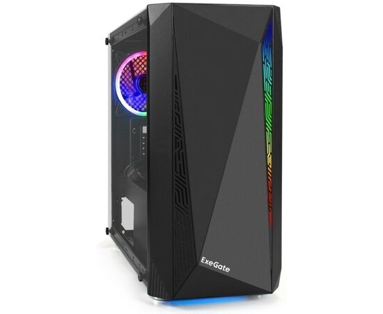  Корпус Exegate Mistery R2 EX294384RUS Minitower mATX, без БП, 2*USB+1*USB3.0, аудио, черный, 1 вент. 12см с RGB подсветкой 