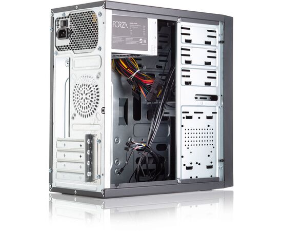  Корпус FOXLINE Forza FZ-053-SX450R-U32 mATX, 450W, 2xUSB3.0, Black, w/o FAN, 12 cm fan PSU, power cord 