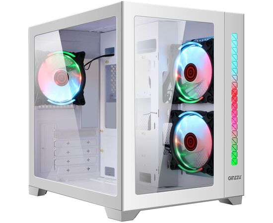  Корпус Ginzzu V450 RGB Белый CRC6 Fan 12cm RGB*3 