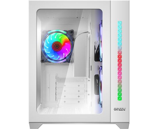  Корпус Ginzzu V450 RGB Белый CRC6 Fan 12cm RGB*3 